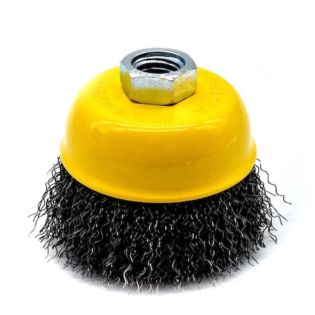 Superior Steel 3" Wire Cup Brush, 5/8-11 Thread - Crimped Wire 12500 RPM S1823